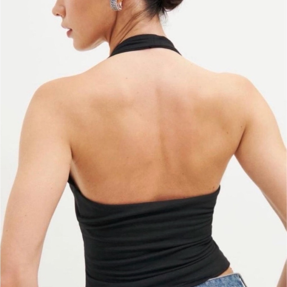 Reformation Black Halter Camisole with Square Buckle Details - Picture 2 of 4